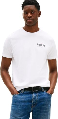 Tommy Hilfiger Men Men Short Sleeve Cotton Cotton Thirts مع شعار مكدس مطرز in Kuwait