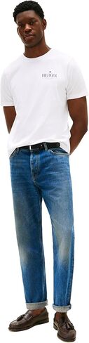 Tommy Hilfiger Men Men Short Sleeve Cotton Cotton Thirts مع شعار مكدس مطرز in Kuwait