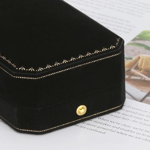 Velvet Necklace Pendant Gift Box, Premium Jewellry Storage Display Holder Case for Wedding Engagement Birthday Anniversary Ceremony for Women Girl (Black) in Kuwait