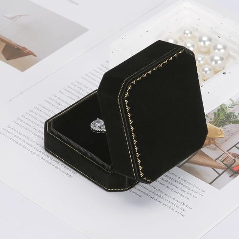 Velvet Necklace Pendant Gift Box, Premium Jewellry Storage Display Holder Case for Wedding Engagement Birthday Anniversary Ceremony for Women Girl (Black) in Kuwait
