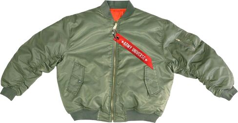 Army Universe Sage Green MA-1 Military Flight Jacket, Reversible Air Force Bomber Pilot Jacket + Red Streamer in Saudi Arabia