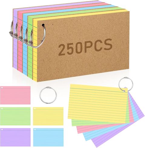 بطاقات فهرس بيضاء 500pcs ، بطاقات فلاش 3 × 5 بوصات مع حلقة ، تصطف على كلا الجانبين اللذين تحكموا بطاقات وميض بطاقات الدراسة الثقيلة للدراسة ، التعلم ، المدرسة ، الكلية in Kuwait