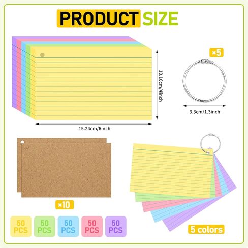 بطاقات فهرس بيضاء 500pcs ، بطاقات فلاش 3 × 5 بوصات مع حلقة ، تصطف على كلا الجانبين اللذين تحكموا بطاقات وميض بطاقات الدراسة الثقيلة للدراسة ، التعلم ، المدرسة ، الكلية in Kuwait