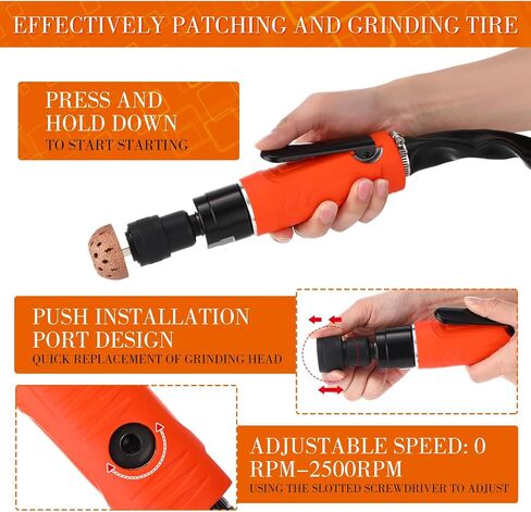 Air Tire Repair Polish Patch Tools Tire Repair Set Include 2500rpm Low Speed Air Tire Buffer Tire Inner Liner Scrapper Patch Roller 3pcs Tungsten Steel Buffing Wheel 42mm 55mm in Saudi Arabia