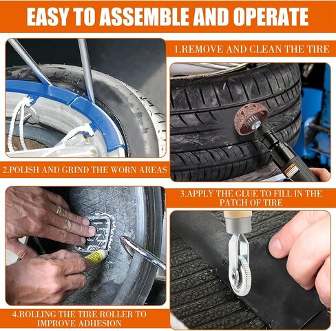 Air Tire Repair Polish Patch Tools Tire Repair Set Include 2500rpm Low Speed Air Tire Buffer Tire Inner Liner Scrapper Patch Roller 3pcs Tungsten Steel Buffing Wheel 42mm 55mm in Saudi Arabia