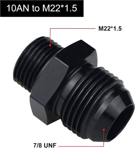 Metric M12x1.25mm to 4AN Male Flare O-ring Straight Fitting Adapter Aluminum Black 2PCS in Saudi Arabia