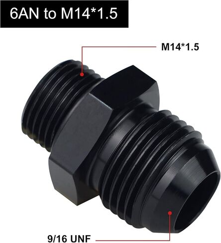 Metric M12x1.25mm to 4AN Male Flare O-ring Straight Fitting Adapter Aluminum Black 2PCS in Saudi Arabia