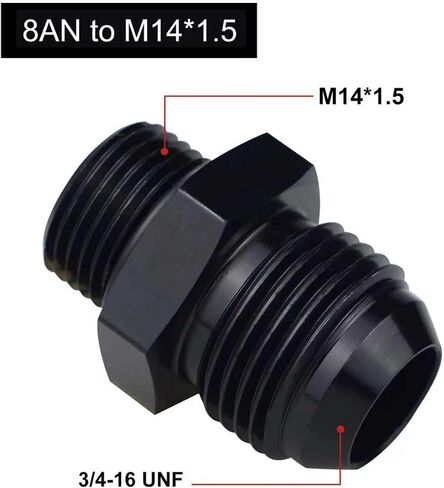 Metric M12x1.25mm to 4AN Male Flare O-ring Straight Fitting Adapter Aluminum Black 2PCS in Saudi Arabia