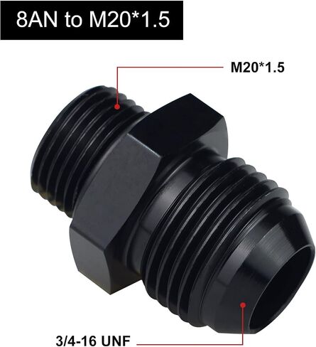 Metric M12x1.25mm to 4AN Male Flare O-ring Straight Fitting Adapter Aluminum Black 2PCS in Saudi Arabia