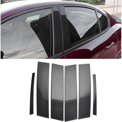for Alfa-Romeo Giulia Real Dry Carbon Fiber Exterior Window B C-Pillar Trims 2017-2020 in Saudi Arabia