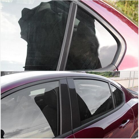 for Alfa-Romeo Giulia Real Dry Carbon Fiber Exterior Window B C-Pillar Trims 2017-2020 in Saudi Arabia