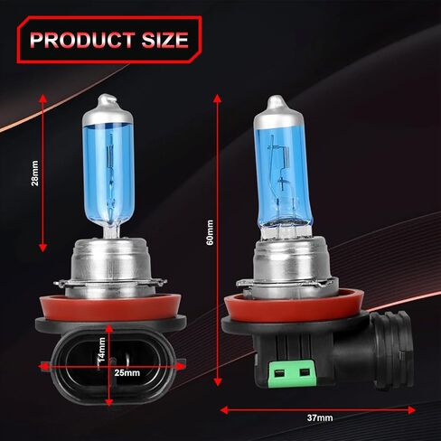 Fit for 2018 2019 2021 Toyota CHR High Performance Halogen Headlight Bulbs,9012 High Low Beam Replacement Bulbs Kit,100W,IP68,Plug and Play,5500K White Light 2 Pack in Saudi Arabia