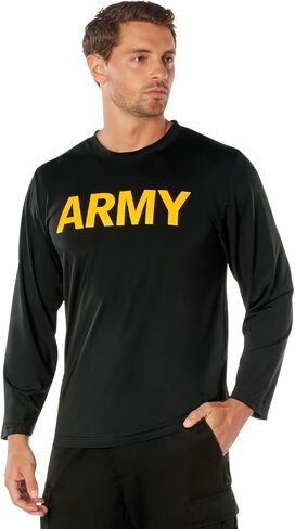 Rothco Army Performance Physical Training PT Long Sleeve Shirt, Black - S in Saudi Arabia