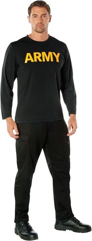 Rothco Army Performance Physical Training PT Long Sleeve Shirt, Black - S in Saudi Arabia