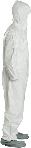 Dupont Tyvek 400 TY122S Coverall القابلة للتصرف مع الأصفاد المرنة ، غطاء محرك أقصى وأحذية ، أبيض ، متوسطة ، 25 in Kuwait
