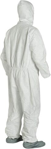 Dupont Tyvek 400 TY122S Coverall القابلة للتصرف مع الأصفاد المرنة ، غطاء محرك أقصى وأحذية ، أبيض ، متوسطة ، 25 in Kuwait