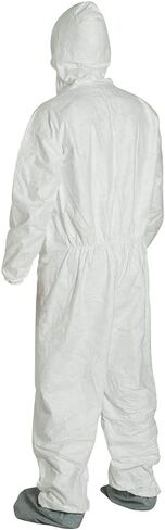 Dupont Tyvek 400 TY122S Coverall القابلة للتصرف مع الأصفاد المرنة ، غطاء محرك أقصى وأحذية ، أبيض ، متوسطة ، 25 in Kuwait