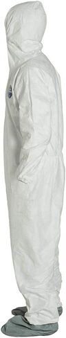 Dupont Tyvek 400 TY122S Coverall القابلة للتصرف مع الأصفاد المرنة ، غطاء محرك أقصى وأحذية ، أبيض ، متوسطة ، 25 in Kuwait