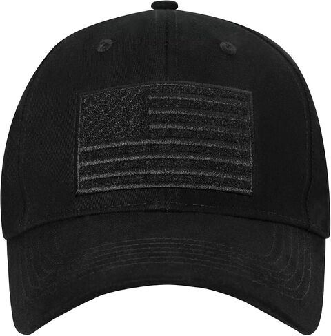 Rothco Hook & Loop United States Low Profile Cap ، Black in Saudi Arabia