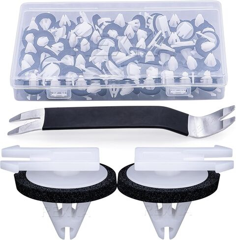 Rexka 50pcs Body Side Moulding Clips - Auto Trim Panel Remover - Black Steel Clips - 8mm x 18mm, 15mm, 13mm - Fits GM 11611375 Cadillac, Chevrolet & GMC - Automotive Repair in Saudi Arabia