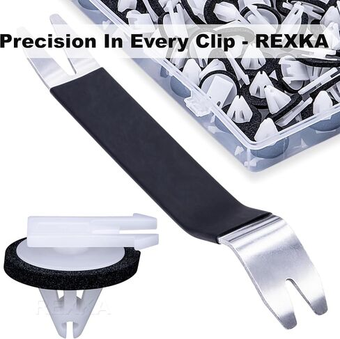 Rexka 50pcs Body Side Moulding Clips - Auto Trim Panel Remover - Black Steel Clips - 8mm x 18mm, 15mm, 13mm - Fits GM 11611375 Cadillac, Chevrolet & GMC - Automotive Repair in Saudi Arabia