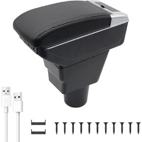 Car Armrest Box for Chevrolet Chevy Spark 2016-2022 Accessories Center Console Cup Holder Leather Double-Layer Storage Box with 7 USB Ports (Spark 2016-2022, 7USB Black Thread) in Saudi Arabia