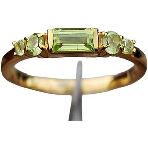 925 Sterling Silver Minimalist Baguette-Cut Peridot Ring with 10k gold plating, Gift for Men & Women in Saudi Arabia
