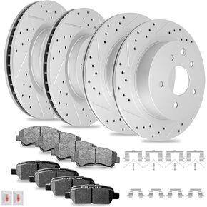 Disc Brake Kits with Pads and Rotors Front & Rear Drilled Slotted Vented Rotor for 2008 2009 2010 2011 2012 2013 Nissan Rogue in Kuwait