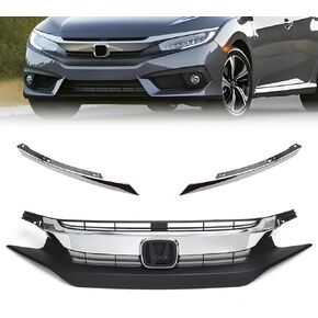 3PCS Front Bumper Grille Fit 2016 2017 2018 Honda Civic Coupe Sedan Front Upper Grille&Eyelid Trims Replacement Part in Saudi Arabia