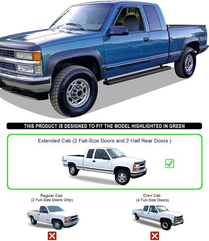 HD Ridez Stainless Steel Running Board 5in Black Compatible with Chevy GMC CK 1988-1998 Extended Cab (Include Z71) (Will Not Work on Vehicles with Power Boards) (Nerf Bar Side Steps Side Bars) in Saudi Arabia
