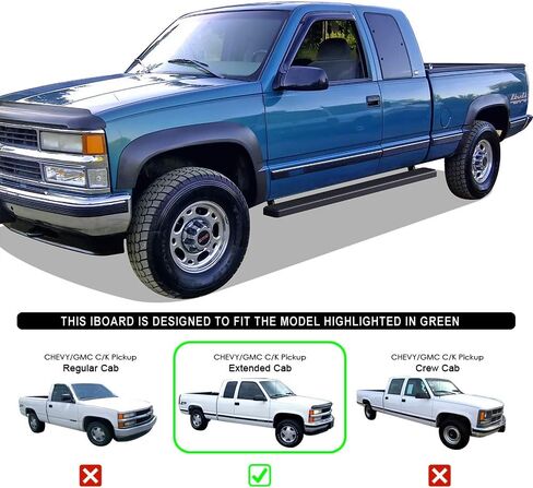 HD Ridez Stainless Steel Running Board 5in Black Compatible with Chevy GMC CK 1988-1998 Extended Cab (Include Z71) (Will Not Work on Vehicles with Power Boards) (Nerf Bar Side Steps Side Bars) in Saudi Arabia