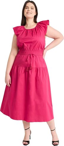 Maggy London Women's Elegant Midi A-line Smocked Waist Flutter Sleeve-Tiered Skirt Versatile Wedding Guest Dresses in Saudi Arabia