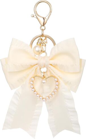 Bow Purse Keychain, Bow Purse Charms for Handbags, Faux Pearl Bowknot Keychains for Women Backpack Car Keys in Kuwait