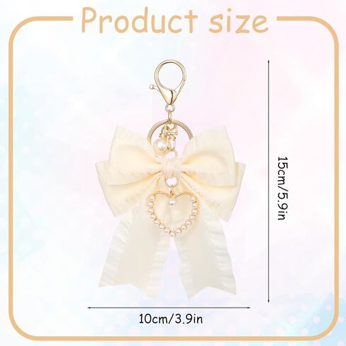 Bow Purse Keychain, Bow Purse Charms for Handbags, Faux Pearl Bowknot Keychains for Women Backpack Car Keys in Kuwait