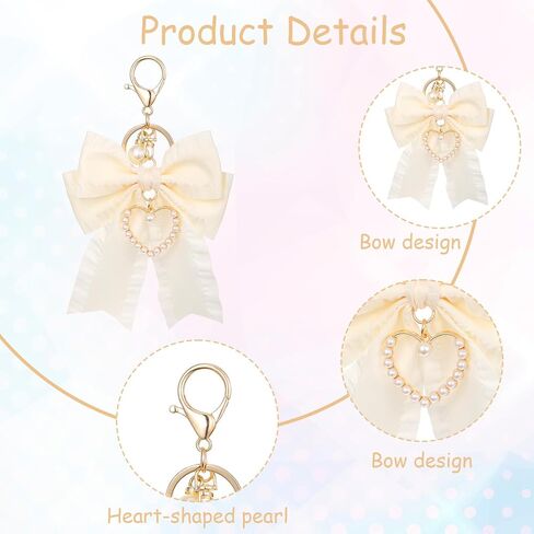 Bow Purse Keychain, Bow Purse Charms for Handbags, Faux Pearl Bowknot Keychains for Women Backpack Car Keys in Kuwait
