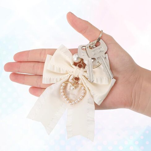 Bow Purse Keychain, Bow Purse Charms for Handbags, Faux Pearl Bowknot Keychains for Women Backpack Car Keys in Kuwait