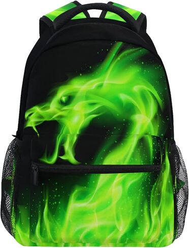 Wamika Dragon Backpack for Boys Girls Cool Green Fire Dinosaur Kids Backpacks Ages 6-14 Dino Animal Children Primary Elementary Middle School Bookbag Daypack Teens Bag in Saudi Arabia