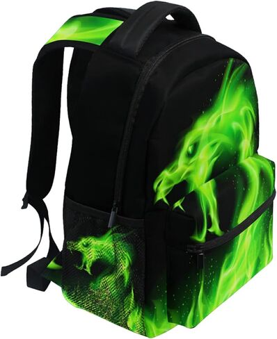 Wamika Dragon Backpack for Boys Girls Cool Green Fire Dinosaur Kids Backpacks Ages 6-14 Dino Animal Children Primary Elementary Middle School Bookbag Daypack Teens Bag in Saudi Arabia