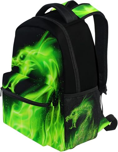 Wamika Dragon Backpack for Boys Girls Cool Green Fire Dinosaur Kids Backpacks Ages 6-14 Dino Animal Children Primary Elementary Middle School Bookbag Daypack Teens Bag in Saudi Arabia