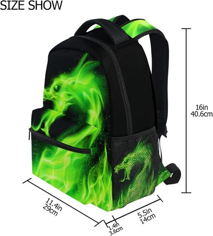 Wamika Dragon Backpack for Boys Girls Cool Green Fire Dinosaur Kids Backpacks Ages 6-14 Dino Animal Children Primary Elementary Middle School Bookbag Daypack Teens Bag in Saudi Arabia