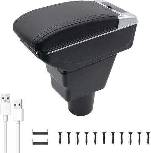 Car Armrest Box for Chevrolet Chevy Spark 2016-2022 Accessories Center Console Cup Holder Leather Double-Layer Storage Box with 7 USB Ports (Spark 2016-2022, 7USB Black Thread) in Saudi Arabia