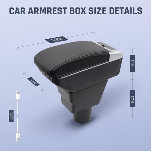 Car Armrest Box for Chevrolet Chevy Spark 2016-2022 Accessories Center Console Cup Holder Leather Double-Layer Storage Box with 7 USB Ports (Spark 2016-2022, 7USB Black Thread) in Saudi Arabia