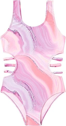 SEAUR Girls' One-Piece Swimwear Cute Tie Dye Side Cutout Swimsuit Summer Quick Dry Beach Hawaiian Bathing Suits in Saudi Arabia