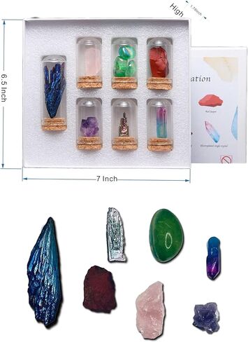 7 Piece Crystals and Healing Stones Set Natural Gemstones and Raw Crystals forDecoration, Education, Healing Stone, Collection in Saudi Arabia