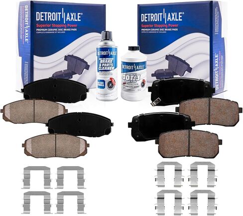 Detroit Axle - منصات الفرامل لعام 2015-2019 Kia Sedona الأمامي والخلفي منصات الفرامل السيراميك مع مجموعة الأجهزة 2016 2017 2018 in Saudi Arabia
