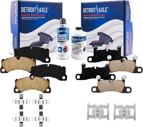 Detroit Axle - Brake Pads for Volkswagen 2011-2017 Touareg 2011-2016 Porsche Cayenne Front and Rear Ceramic Brake Pads with Hardware Kit 2012 2013 2014 2015 Replacement in Saudi Arabia