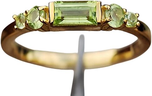 925 Sterling Silver Minimalist Baguette-Cut Peridot Ring with 10k gold plating, Gift for Men & Women in Saudi Arabia