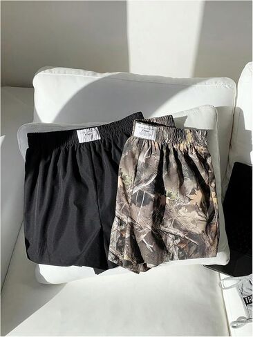 GORGLITTER Women's 2 Pack Camo Track Shorts Elastic High Waist Workout Lounge Shorts in Saudi Arabia