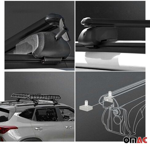 Omac Lockable Rack Rack Cross Bars Carrier Luggage Carrier لـ Kia Sorento 2021-2025 أسود مضاد للسرقة للسفر قوارب الزوارق تزلج التزلج على الجليد التزلج على الجليد in Kuwait