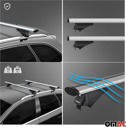 Omac Lockable Rack Rack Cross Bars Carrier Luggage Carrier لـ Kia Sorento 2021-2025 أسود مضاد للسرقة للسفر قوارب الزوارق تزلج التزلج على الجليد التزلج على الجليد in Kuwait